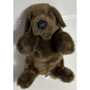 Folkmanis Sitting Brown Puppy Dog Chocolate Lab Realistic Plush Hand Puppet 15"